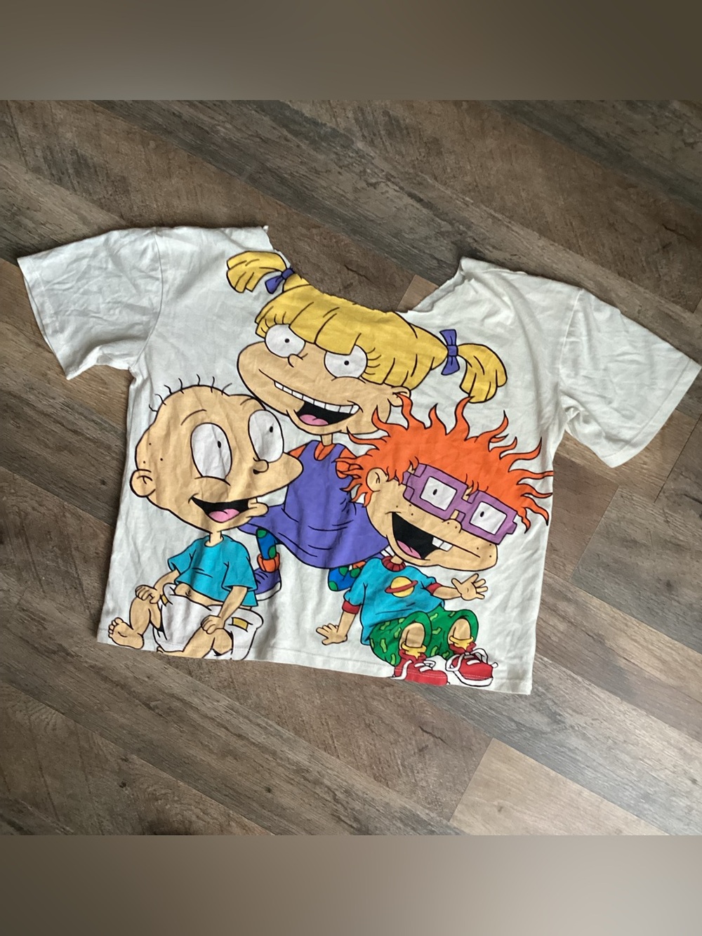White Rugrats Graphic Tee with Bright Multicolor Print